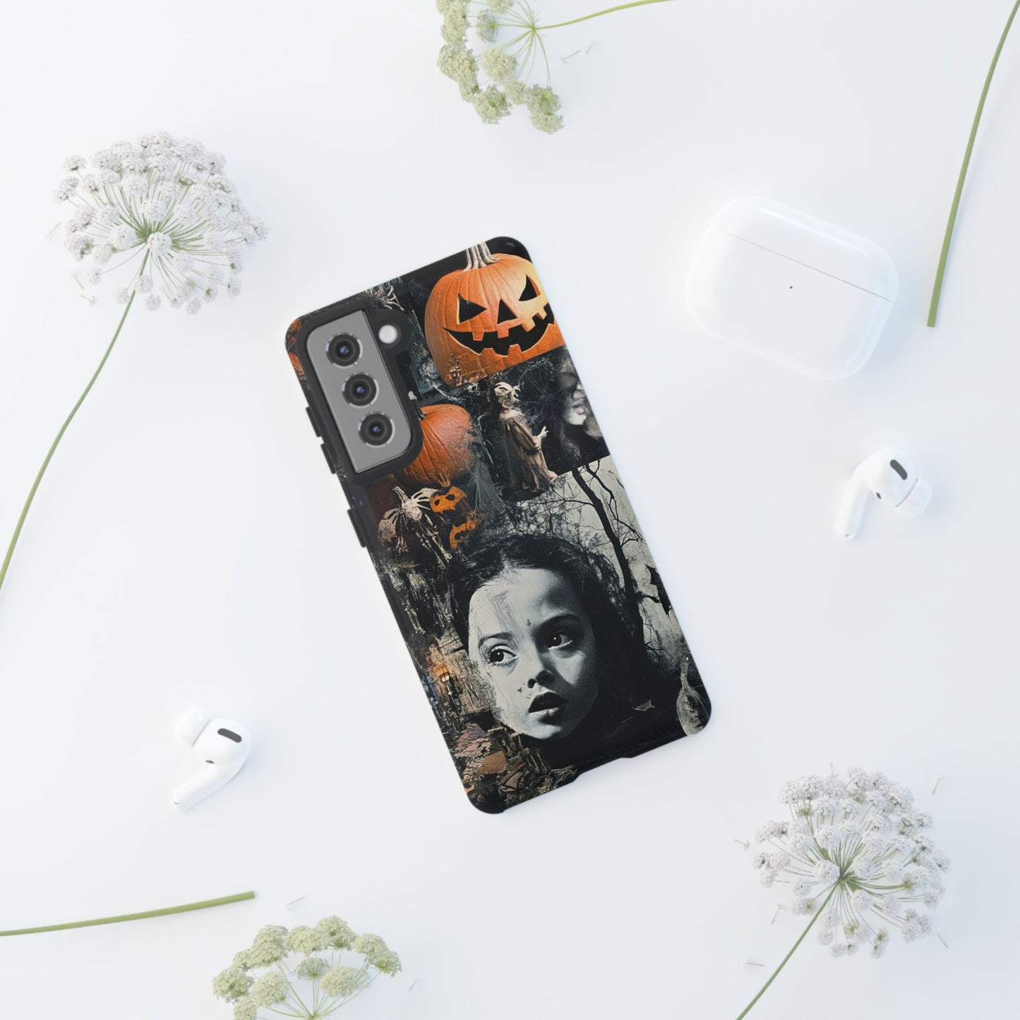 Vintage Halloween Collage Wednesday Goth Style Jackolantern Spooky Phone Cover