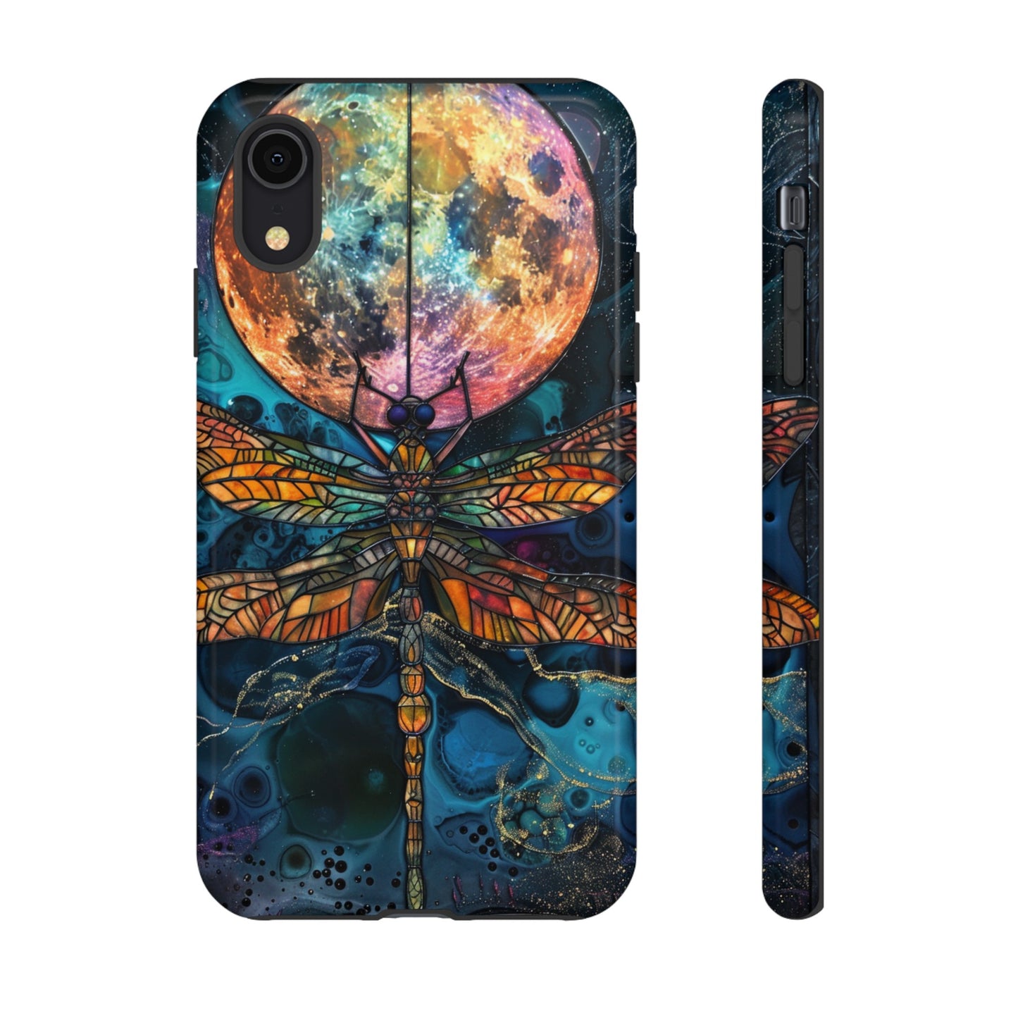 Full Moon Stained Glass Dragonfly Phone Cover