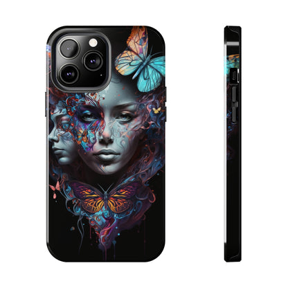 Synthwave Butterfly Girl Trippy Fantasy Art iPhone Case | Embrace the Futuristic Vibe with Whimsical Artistry