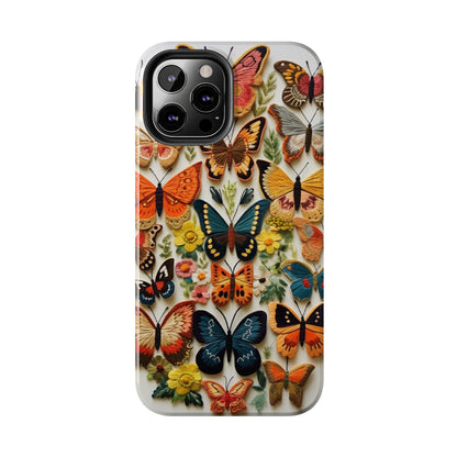 Embroidery Butterflies iPhone Case | Whimsical Elegance and Nature's Beauty in Handcrafted Detail