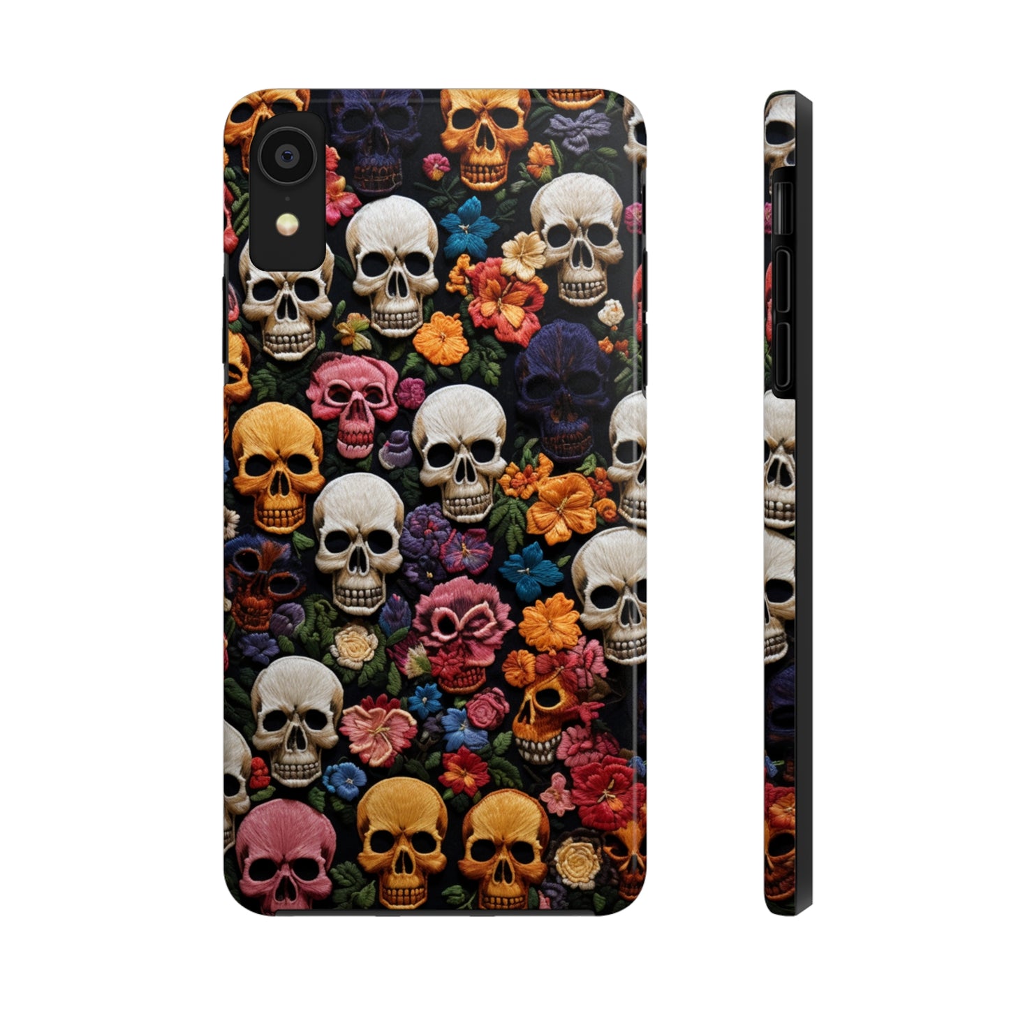 Embroidery Style Skulls Goth Dark Academia Tough Case iPhone Case