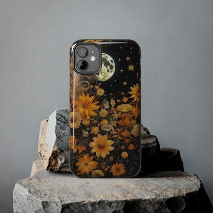 Cottagecore Floral Sun Moon Stars iPhone Case | Embrace Mystical Nature's Beauty