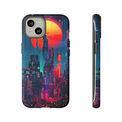 Cyberpunk Full Moon Cityscape Phone Case