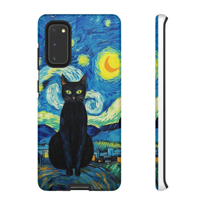 Starry Night Van Gogh Black Cat iPhone, Samsung Galaxy, Google Pixel  Case | Embrace Artistic Whimsy and Feline Charm