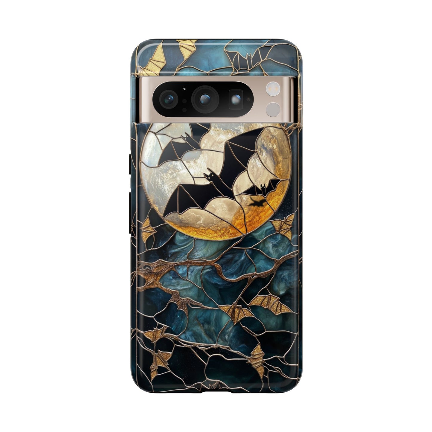 Halloween Phone Case Bats Stained Glass Style Spooky Moon Phone Cover