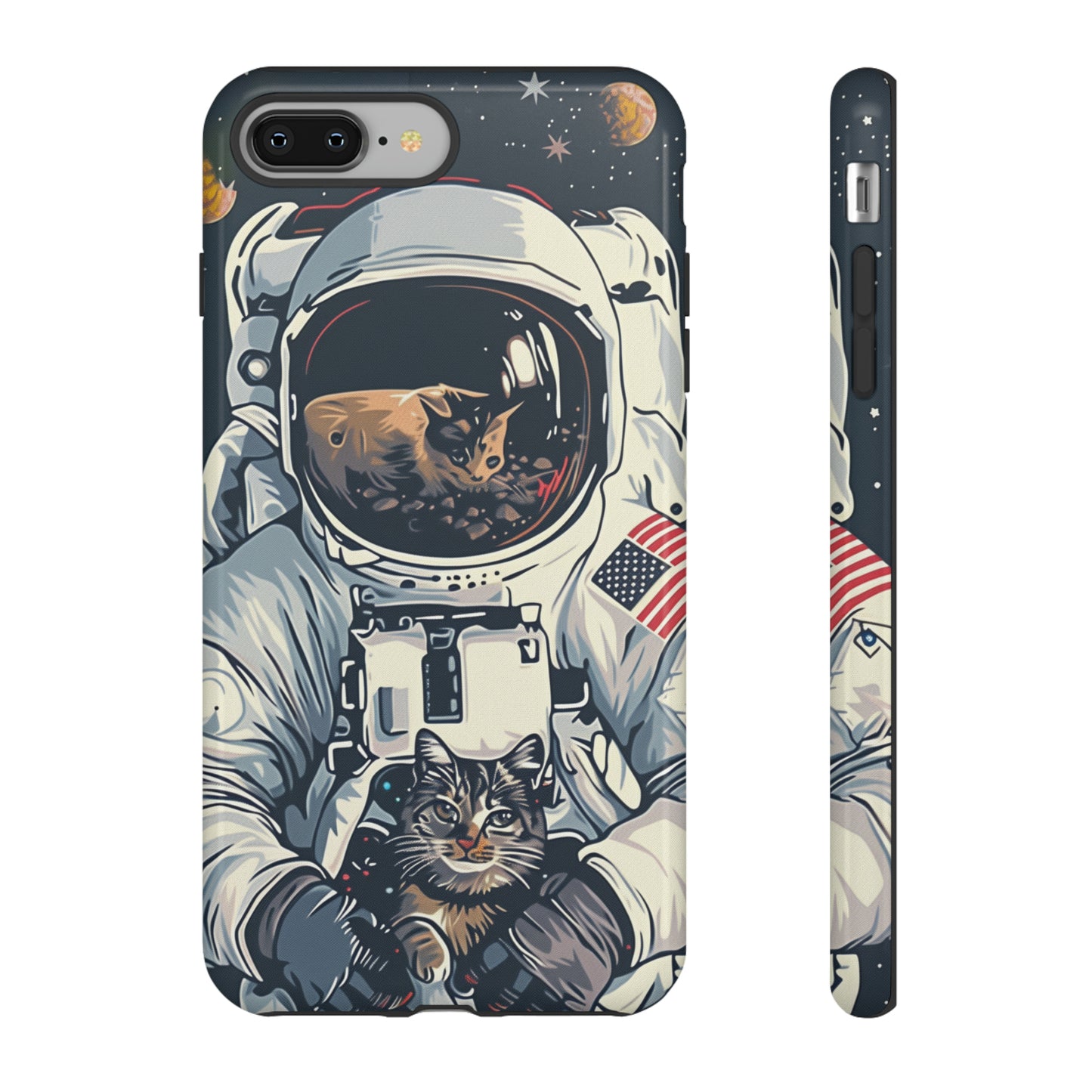 The Astronaut and the Cosmic Cat Phone Case