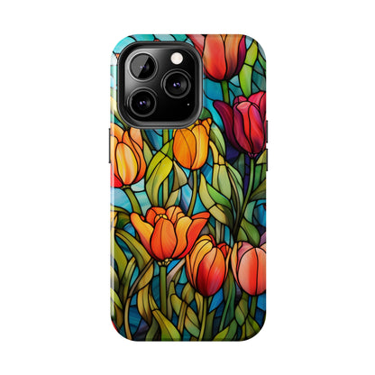 Stained Glass Tulip Floral Aesthetic iPhone Case | Embrace the Beauty of Nature in Full Bloom