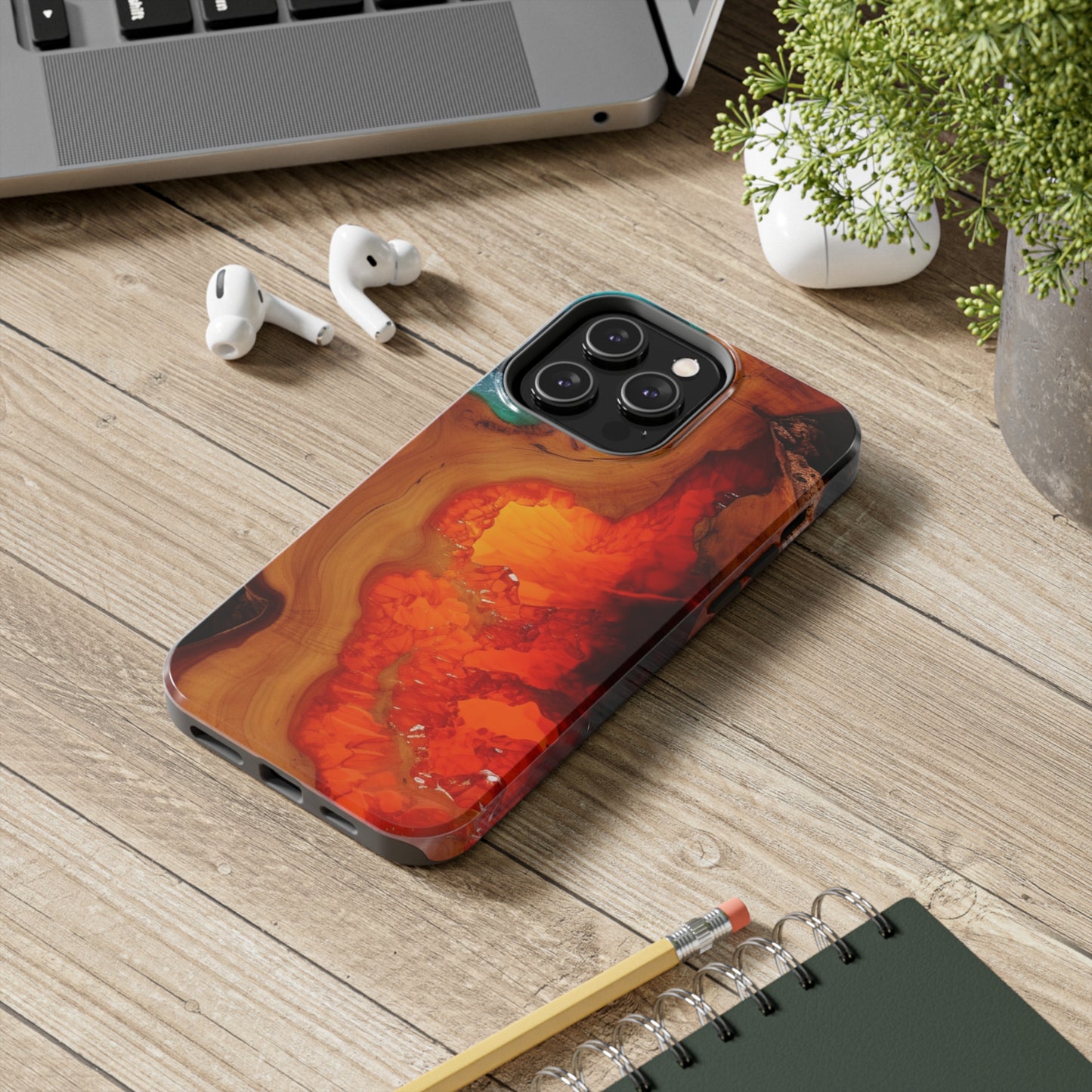 Faux Wood and Colorful Epoxy iPhone Case | Embrace the Beauty of Nature and Vibrant Artistry