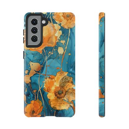 Gold Poppies Color Splash Floral Design Phone Case