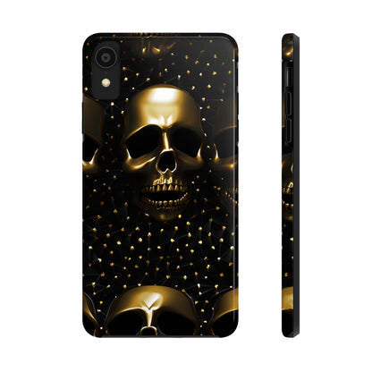 iPhone Tough Case | Dark Decadence: Gothic Gold Skulls and Studs  | Unveil Your Edgy Elegance