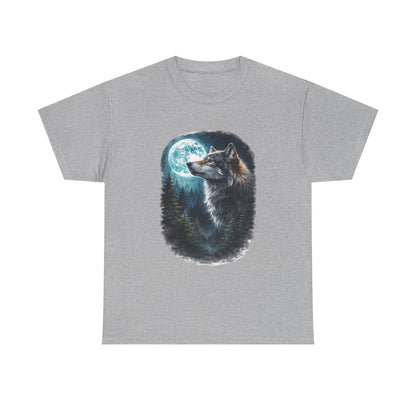 Classic Moon and Wolf T Shirt Mythic Night Graphic Tee