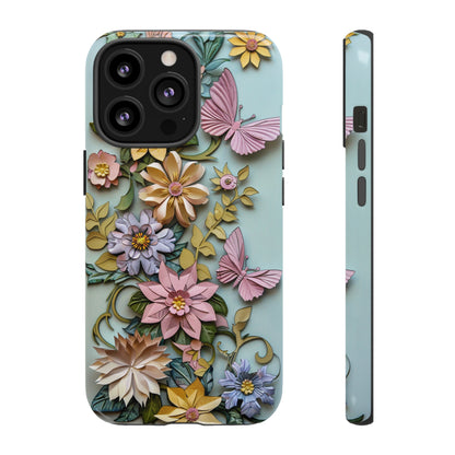 Pastel Pink Butterflies and Flowers iPhone Case