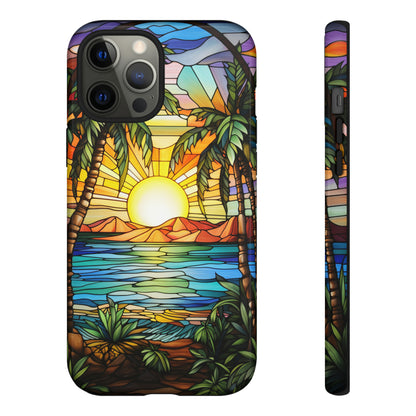 Tropical Stained Glass Sunset Beach