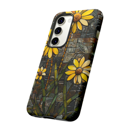 Yellow and Gold Daisy Mosaic Stained Glass Phone Case for iPhone 15, 14, Pro Max, 13, 12 & Samsung Galaxy S23, S22, S21, Google Pixel