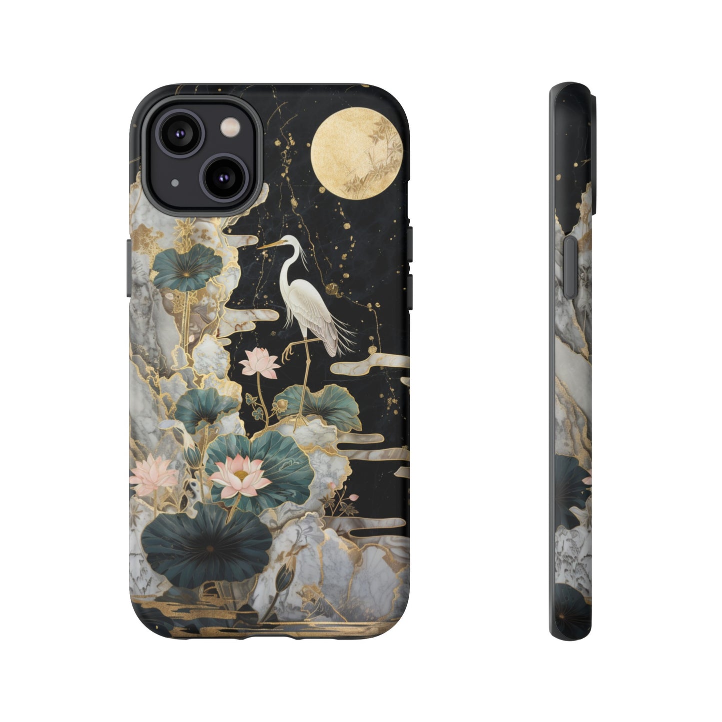 Heron and Moon Floral Zen Art Phone Case