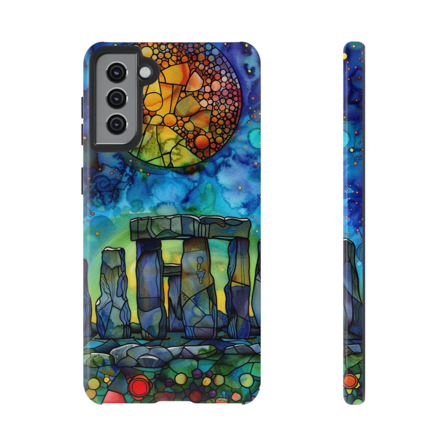 Stonehenge Neolithic Full Moon Stained Glass Watercolor Phone Cover