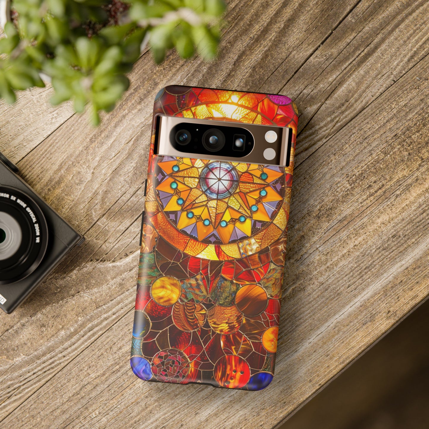 Cosmic Stained Glass Mandala Phone Case