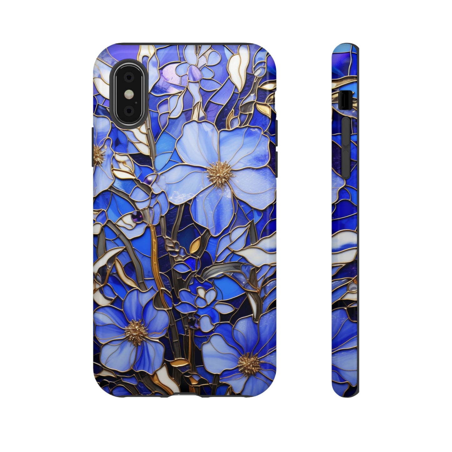 Periwinkle Stained Glass with Gold Inlay Phone Case for iPhone 15, 14, Pro Max, 13, 12 & Samsung Galaxy S23, S22, S21, Google Pixel