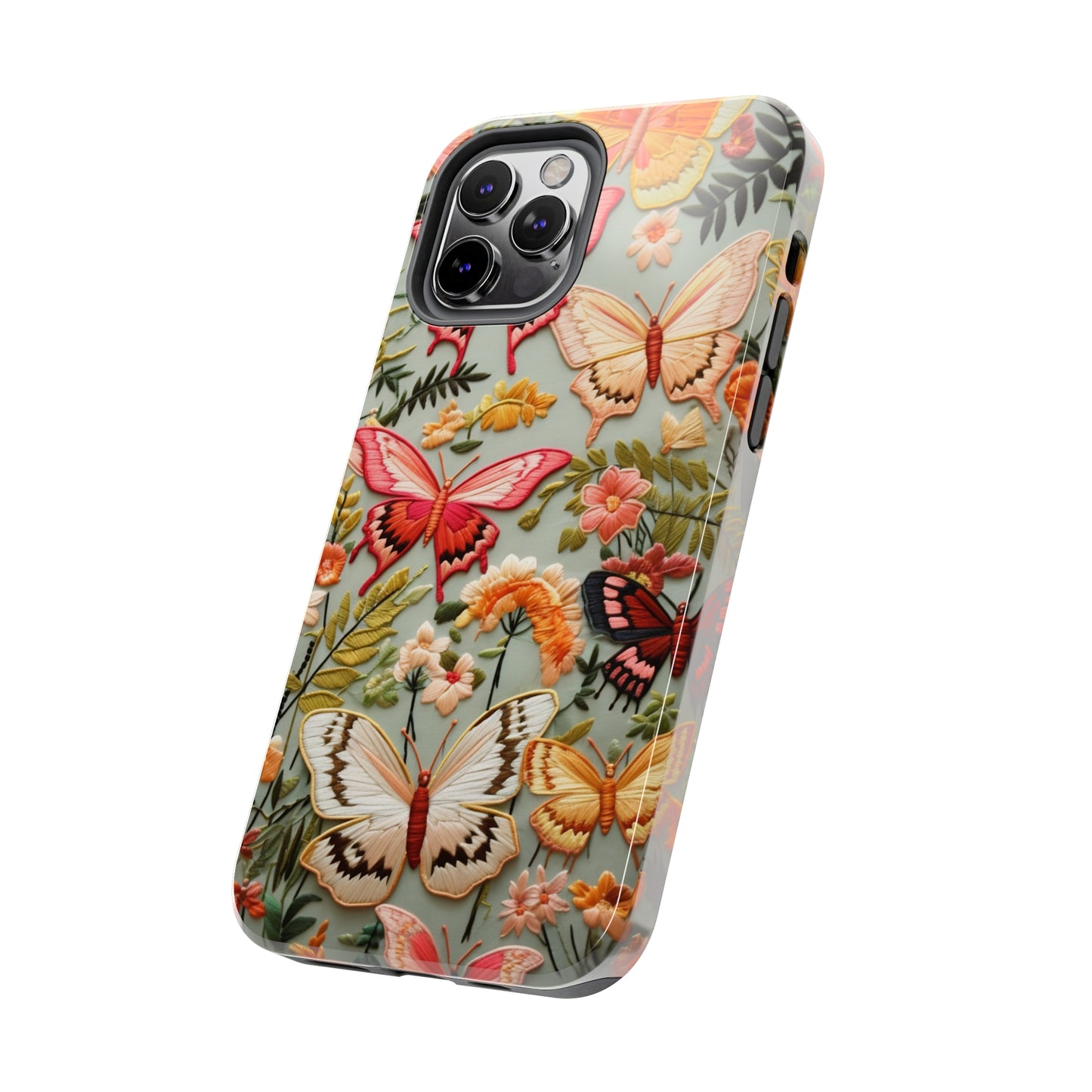 iPhone 12 and 13 case with artisanal butterfly designs