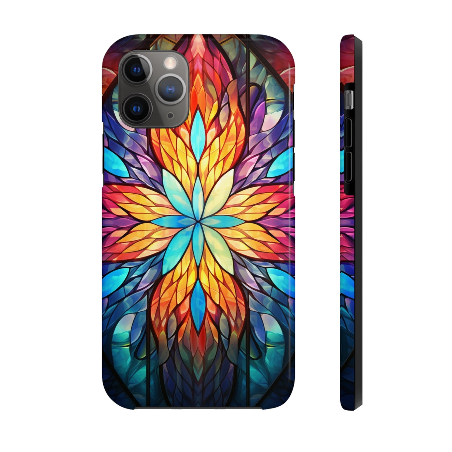 Stained Glass Tough iPhone Case | Trippy Psychedelic Colorful Flowers Floral Aesthetic Retro iPhone 14 Plus 13 12 7 8 Se Trendy Hippie Boho