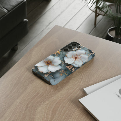 White Flower on Marble Stone  Phone Case