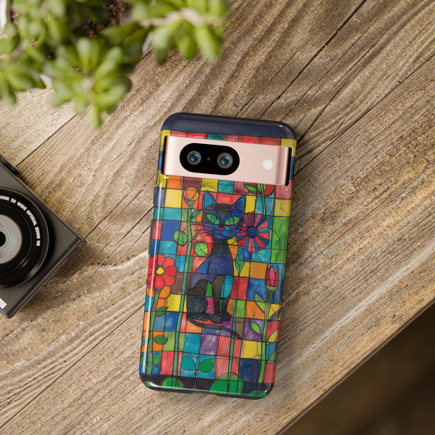 Cat in the Stained Glass Garden Phone Case