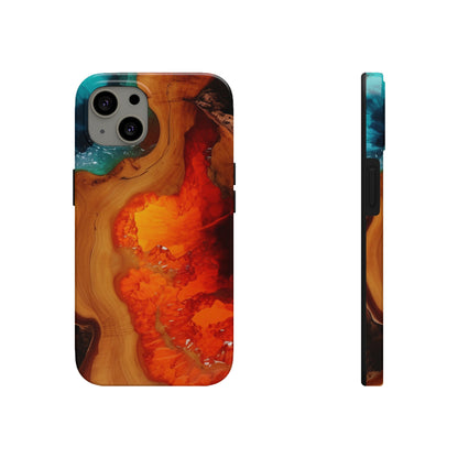 Faux Wood and Colorful Epoxy iPhone Case | Embrace the Beauty of Nature and Vibrant Artistry