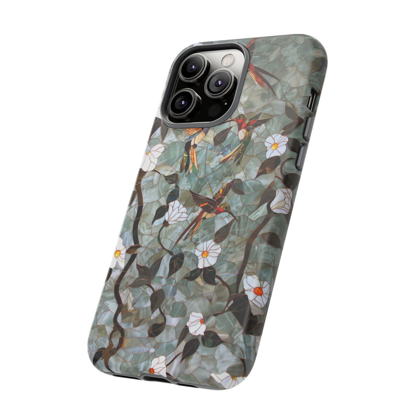 Stained Glass Hummingbirds and Flowers iPhone Case