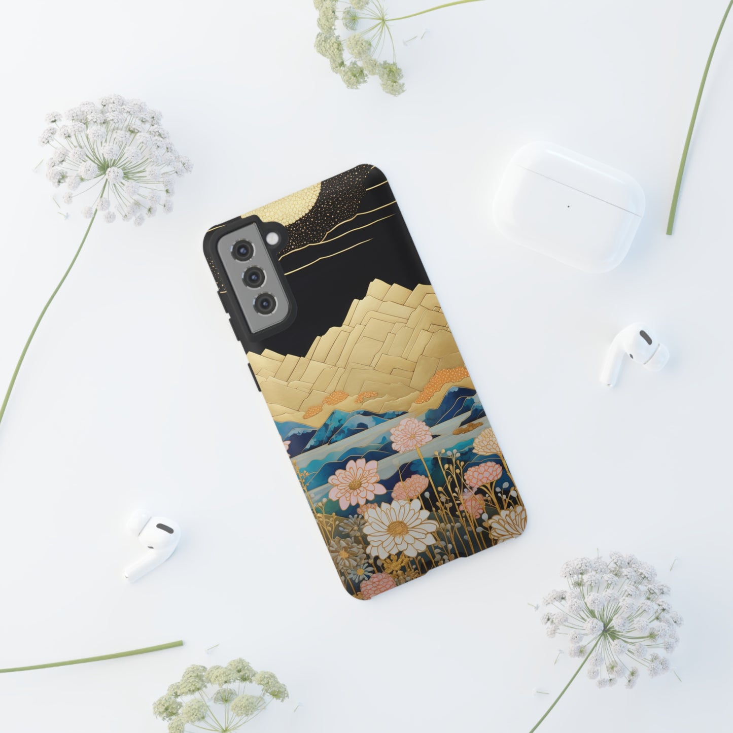 Chiyogami Floral Tough iPhone Case Galaxy S23 S22 S21 S20 Plus Ultra | Iphone 14 13 12 11 8 Pro Max Mini | Pixel 7 6 Pro 5 | Japanese Boho