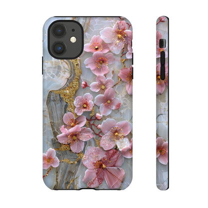 Pink Forget Me Nots Gold Floral Phone Case