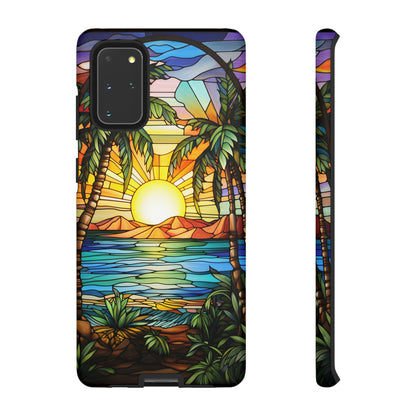 Tropical Stained Glass Sunset Beach