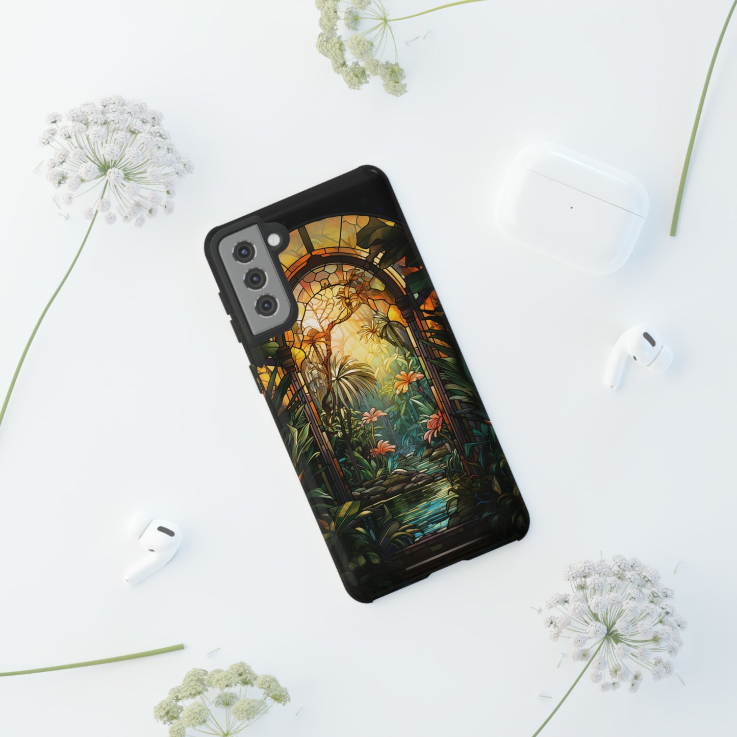 Stained Glass Phone Case Floral Aesthetic Art Nouveau Style