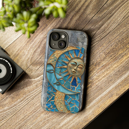 Boho Sun and Moon Mosaic Tile Stained Glass Phone Case