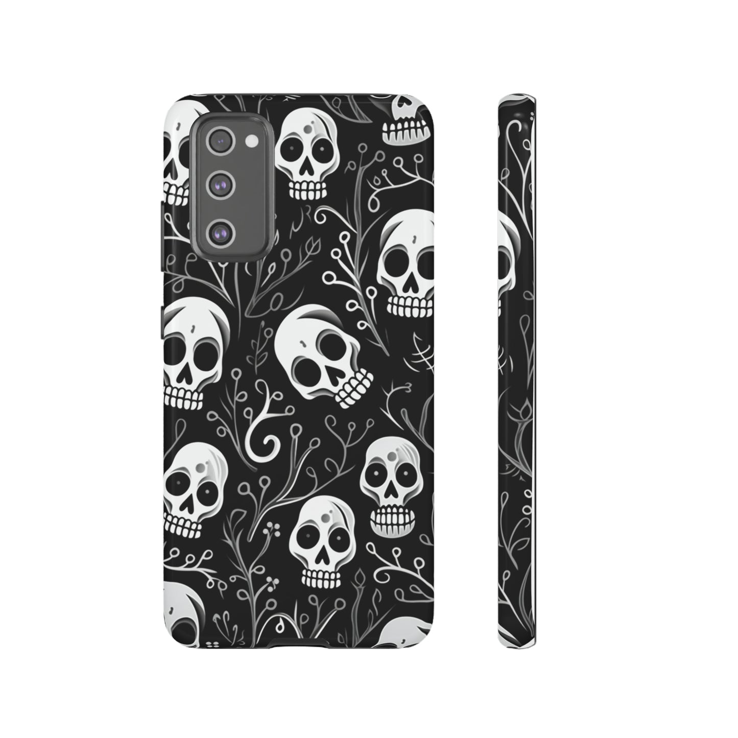 Join the Goth Side: Black Skull Floral Print | Mystical Elegance Case for iPhone, Samsung Galaxy, and Google Pixel