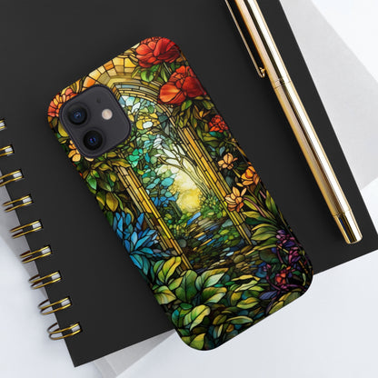 Secret Garden Stained Glass iPhone Tough Case | Unveil the Beauty of Nature with Reliable Protection