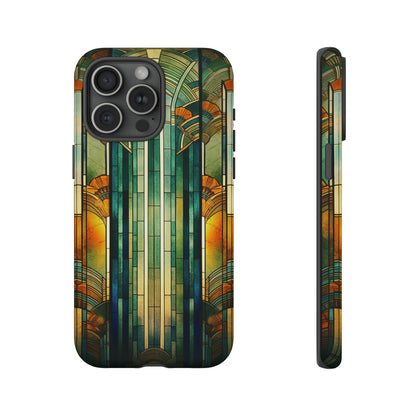 Art Deco Stained Glass floral Phone Case for iPhone 15, 14, Pro Max, 13, 12 & Samsung Galaxy S23, S22, S21, Google Pixel