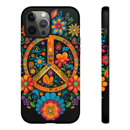 Peace Sign Embroidery Floral Hippie Style Phone Case