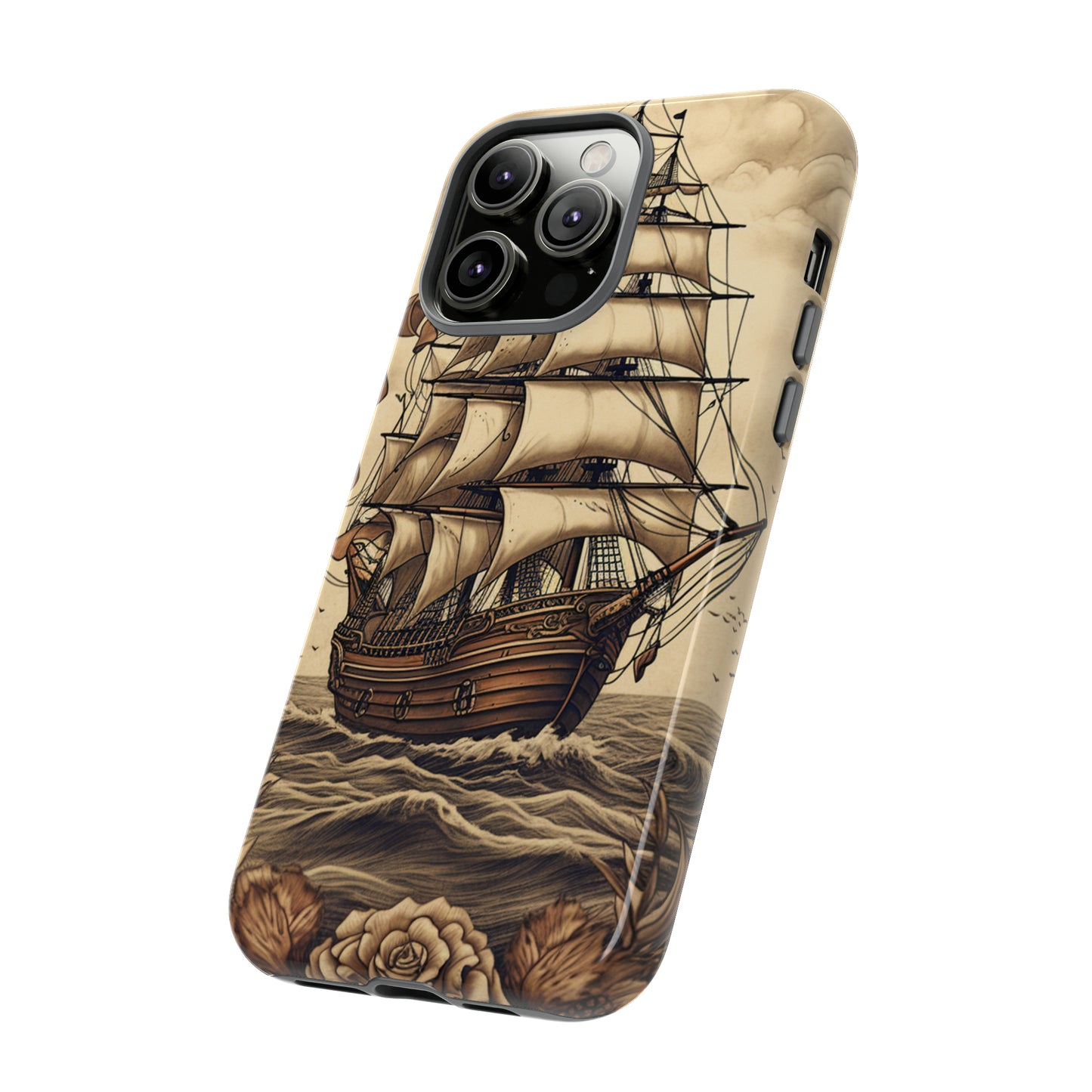 Vintage Tattoo Style Pirate Ship Phone Case