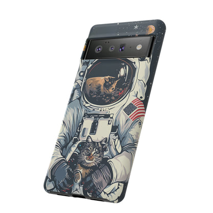 The Astronaut and the Cosmic Cat Phone Case