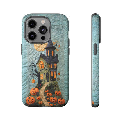 Halloween Haunted House Vintage Embroidery Style Phone Cover