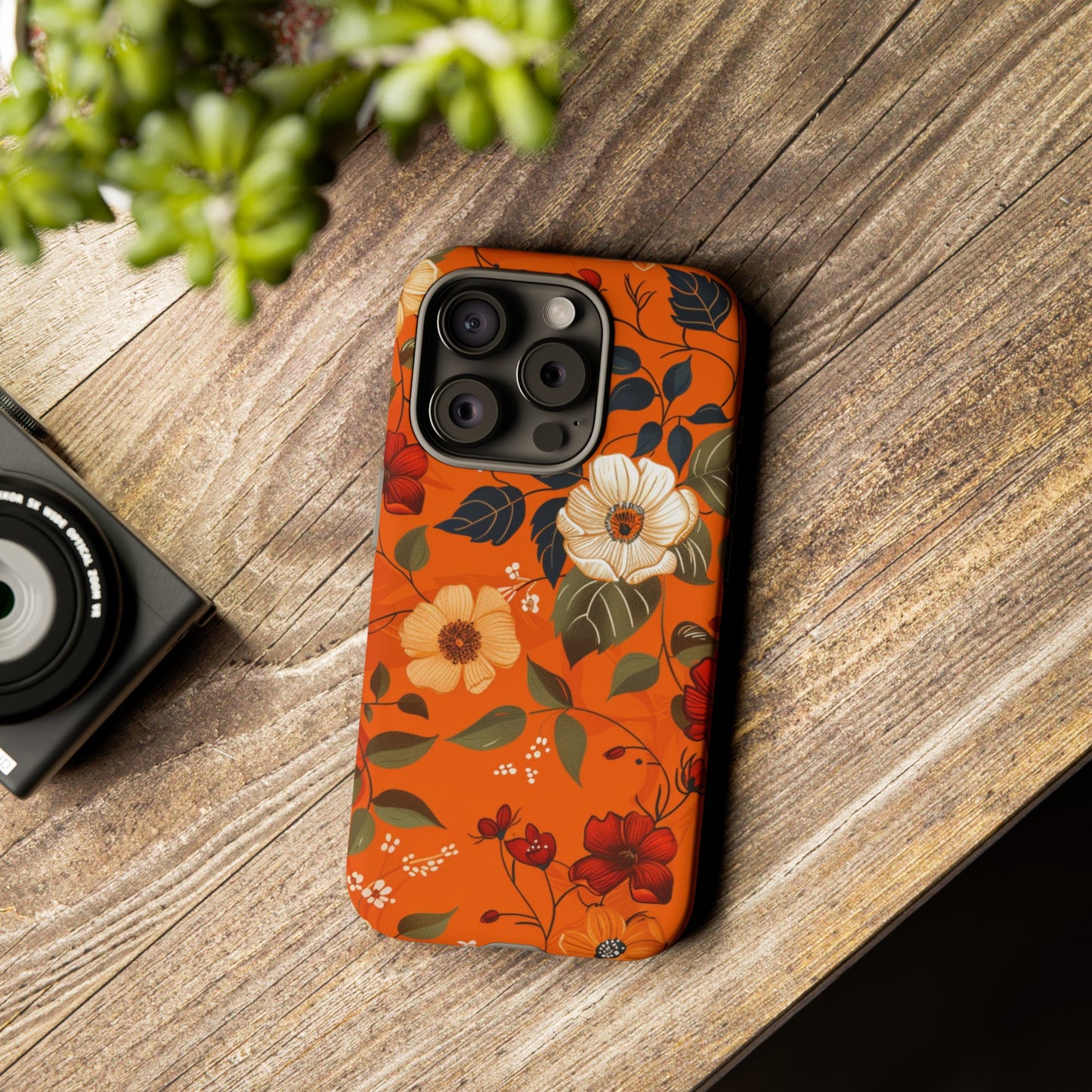 Orange Floral Phone Tough Case