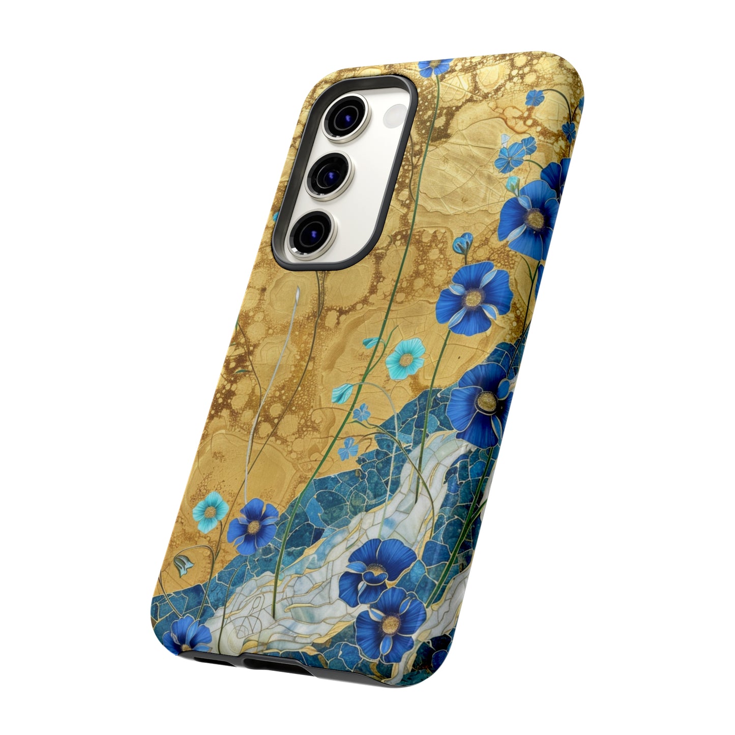 Forget Me Nots Gold Color Splash Floral Design Phone Case