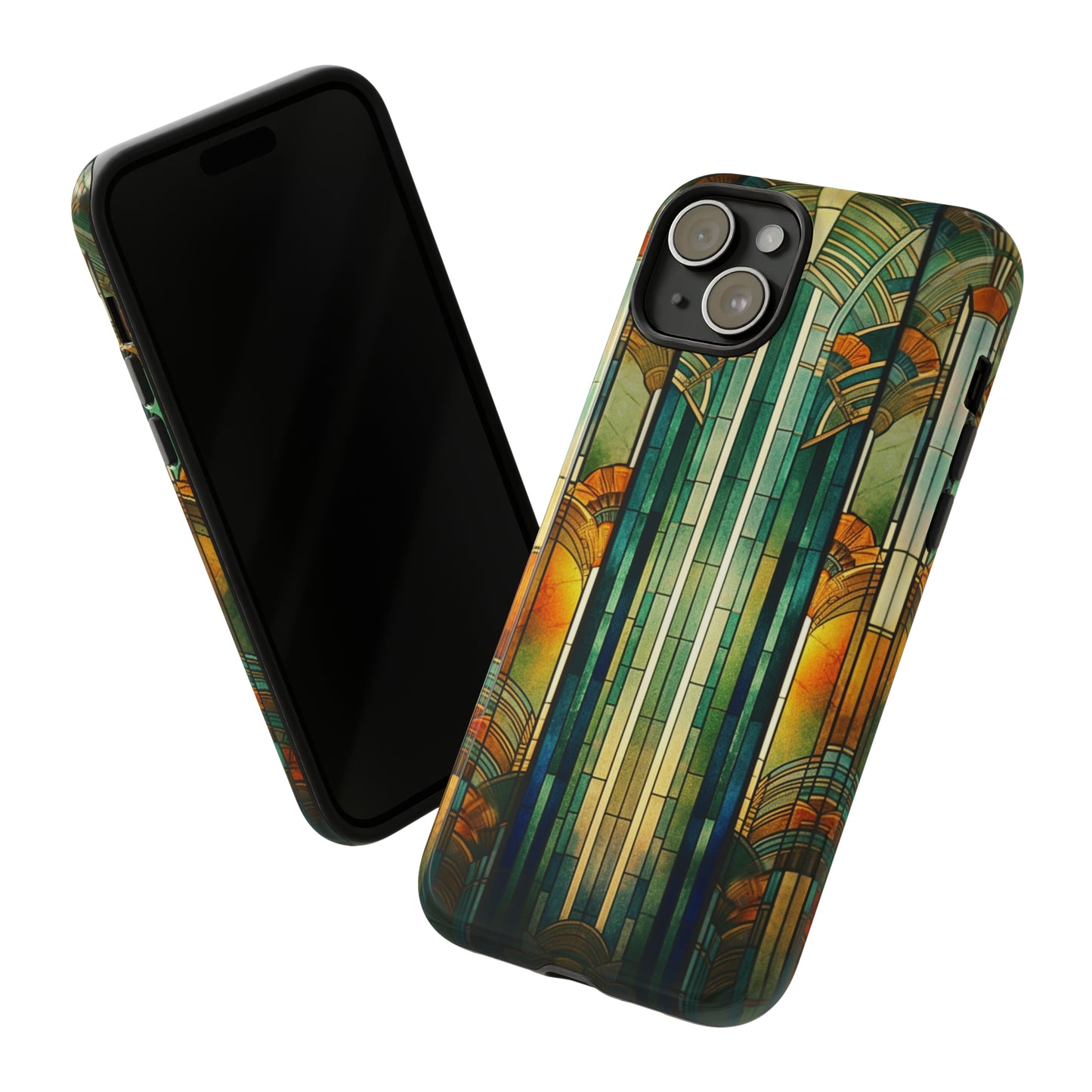 Art Deco Stained Glass floral Phone Case for iPhone 15, 14, Pro Max, 13, 12 & Samsung Galaxy S23, S22, S21, Google Pixel