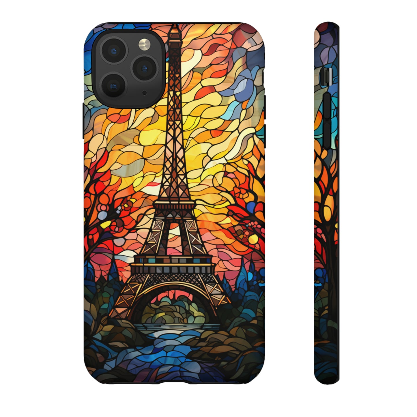 Parisian Elegance: Stained Glass Eiffel Tower | Artistic Flair iPhone Case for iPhone Models 11 through 14 Pro Max, Samsung Galaxy, and Google Pixel