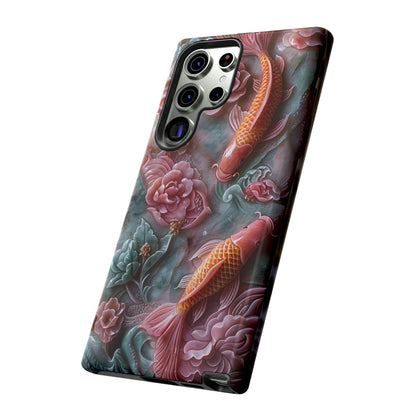 Pink Marble Fish Asian Jade Carving Koi Art Phone Case