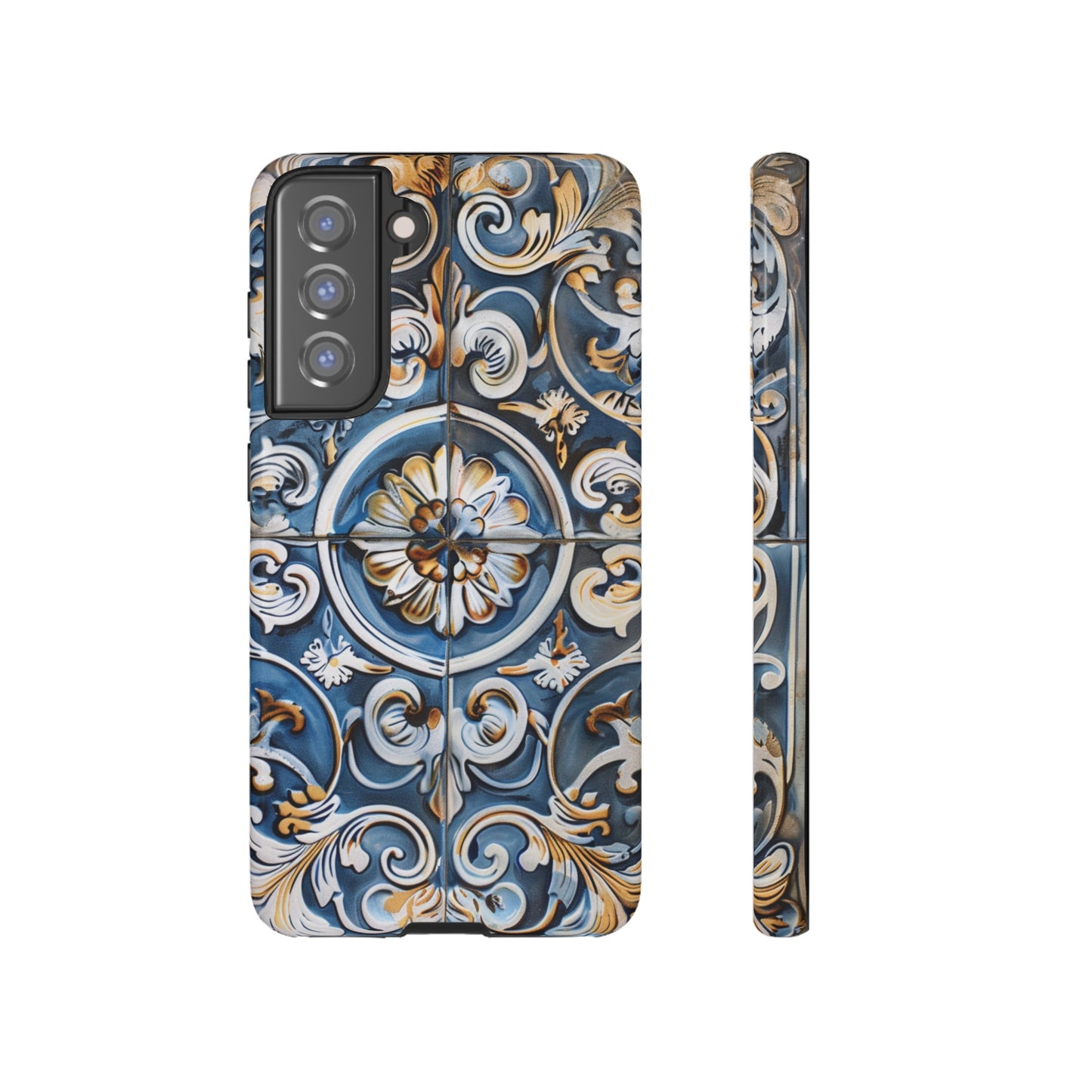 Azulejo Porcelain Blue & Creamy White Tile Mediterranean Design Phone Case