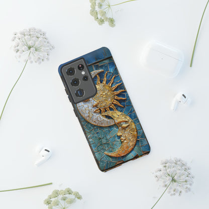 Boho Sun and Moon Mosaic Tile Stained Glass Phone Case