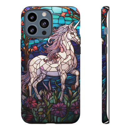 Unicorn Stained Glass iPhone, iPhone Case Retro Samsung Galaxy Phone Tough Case iPhone 15 14 Plus 13 12 7 8 Se Hippie Boho Style