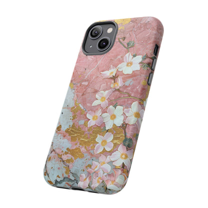 Pink Forget Me Nots Gold Floral Phone Case