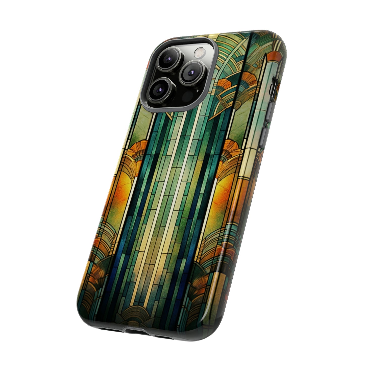 Art Deco Stained Glass floral Phone Case for iPhone 15, 14, Pro Max, 13, 12 & Samsung Galaxy S23, S22, S21, Google Pixel